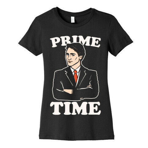 Prime Time White Print  Womens T-Shirt