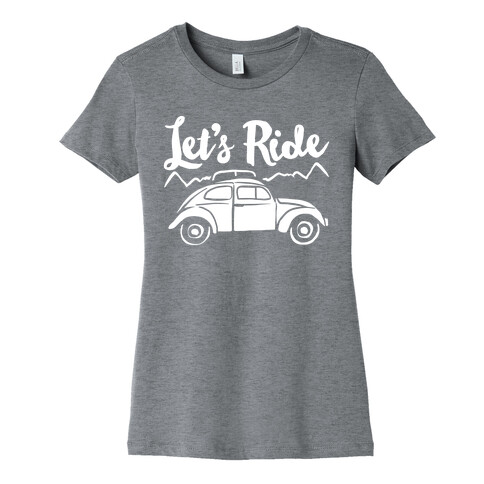 Let's Ride White Print Womens T-Shirt