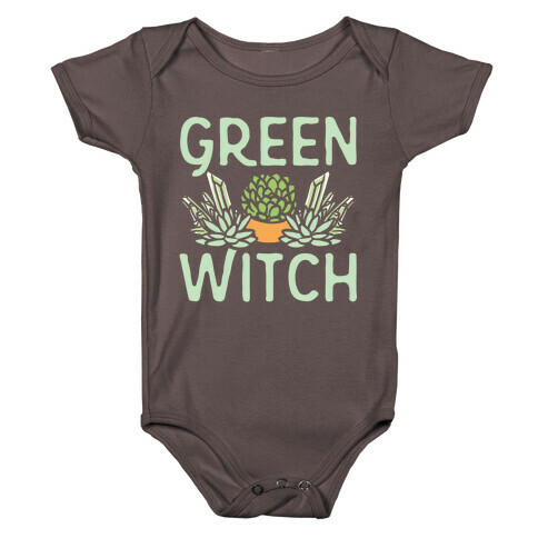 Green Witch White Print Baby One-Piece