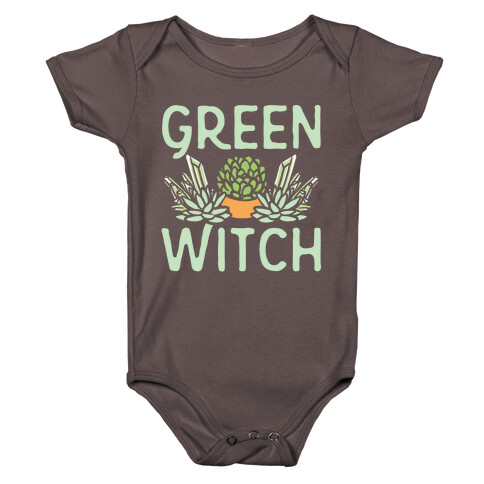 Green Witch White Print Baby One-Piece