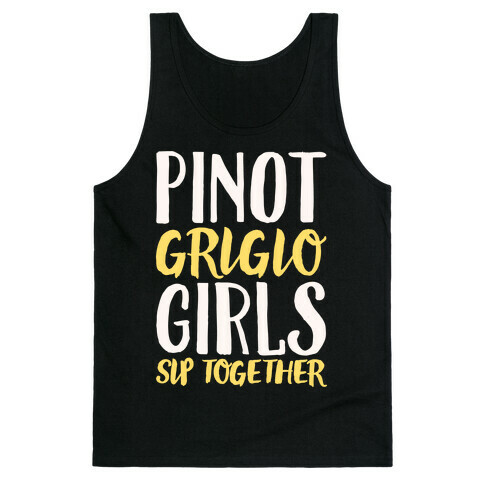 Pinot Grigio Girls Sip Together White Print Tank Top