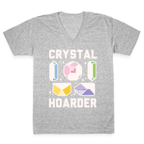 Crystal Hoarder White Print V-Neck Tee Shirt