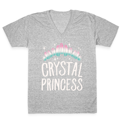 Crystal Princess White Print  V-Neck Tee Shirt