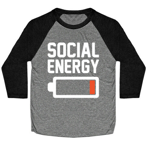 Social Energy Low White Print Baseball Tee