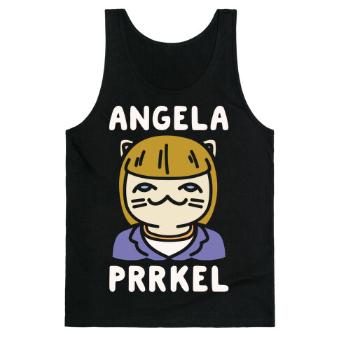 Angela Prrkel Parody White Print Tank Top