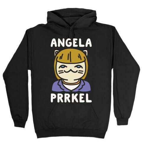 Angela Prrkel Parody White Print Hooded Sweatshirt