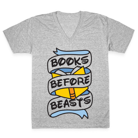 Books Before Beasts V-Neck Tee Shirt