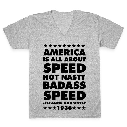 America is All About Speed V-Neck Tee Shirt