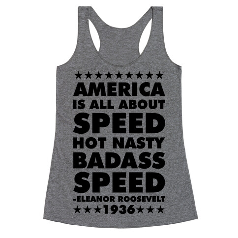 America is All About Speed Racerback Tank Top