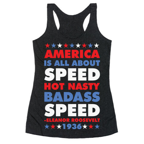 America is All About Speed Racerback Tank Top