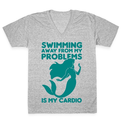 Swimming Away From My Problems Is My Cardio V-Neck Tee Shirt