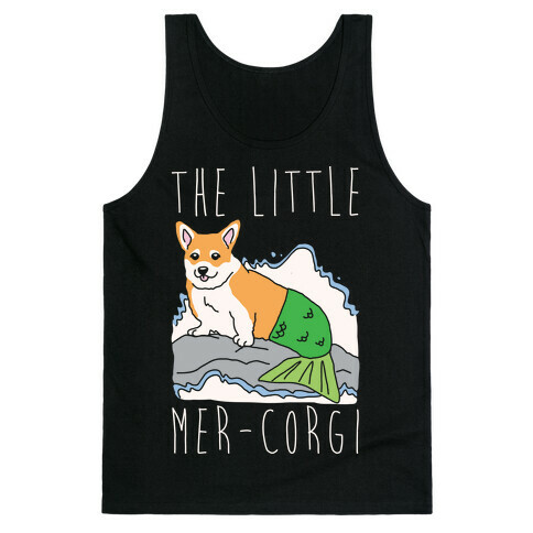 The Little Mer-Corgi Parody White Print Tank Top