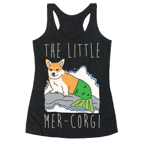 The Little Mer-Corgi Parody White Print Racerback Tank Top