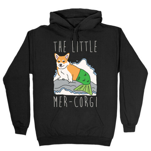 The Little Mer-Corgi Parody White Print Hooded Sweatshirt