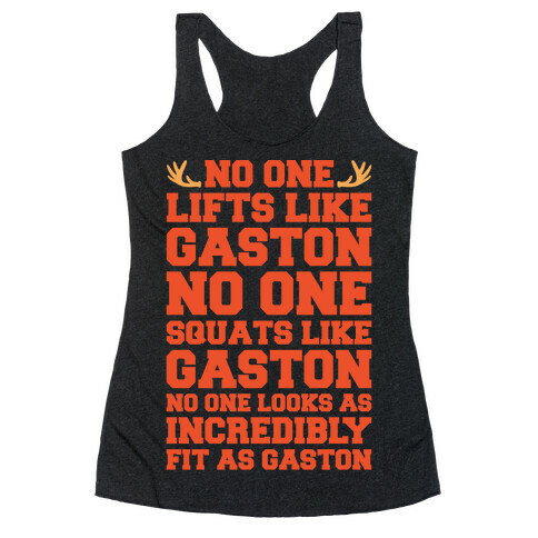 No One Lifts Like Gaston Parody White Print Racerback Tank Top