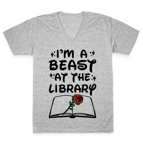 I'm A Beast At The Library Parody V-Neck Tee Shirt