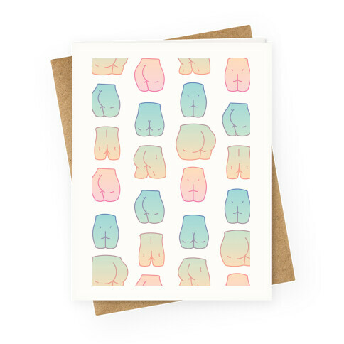 Kawaii Pastel Butt Pattern Greeting Card