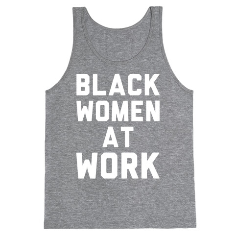 Black Women At Work White Print Tank Top