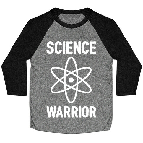 Science Warrior White Print Baseball Tee