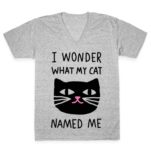 I Wonder What My Cat Named Me V-Neck Tee Shirt