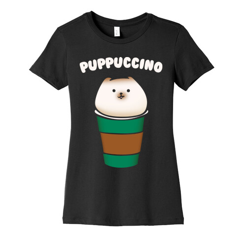 Puppuccino Parody White Print Womens T-Shirt