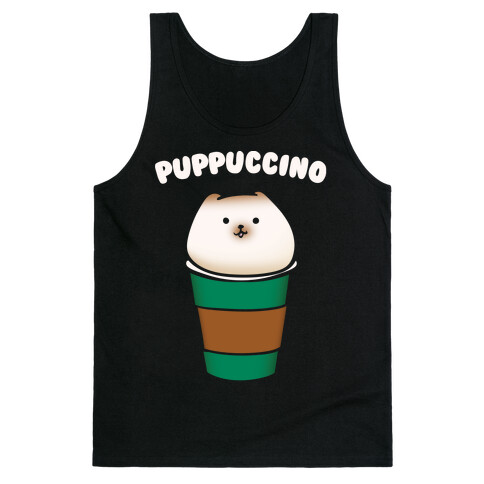 Puppuccino Parody White Print Tank Top