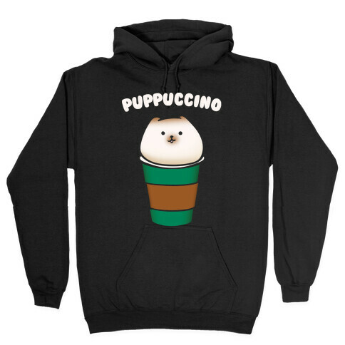 Puppuccino Parody White Print Hooded Sweatshirt