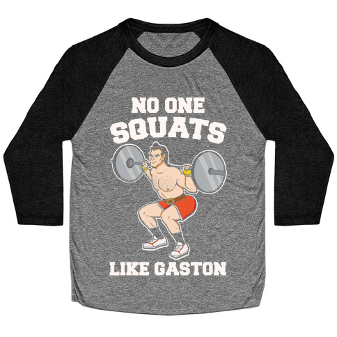 No One Squats Like Gaston Parody White Print Baseball Tee