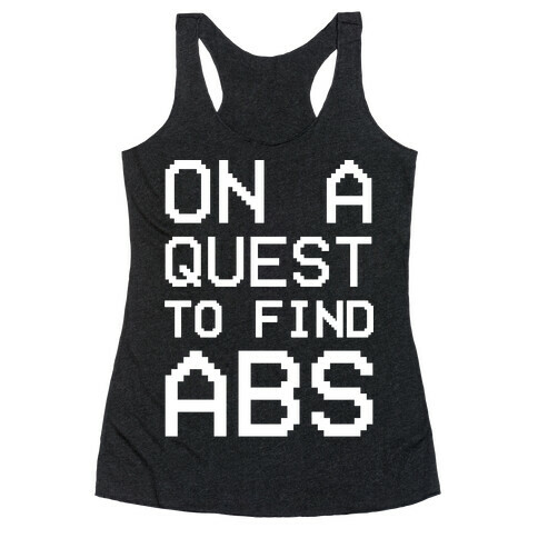On A Quest To Find Abs White Print Racerback Tank Top