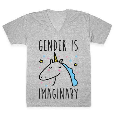 Gender Is Imaginary Unicorn V-Neck Tee Shirt