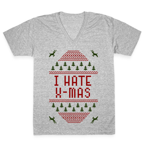 I Hate Xmas V-Neck Tee Shirt