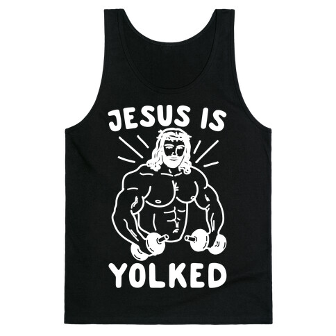Jesus is Yolked White Print Tank Top