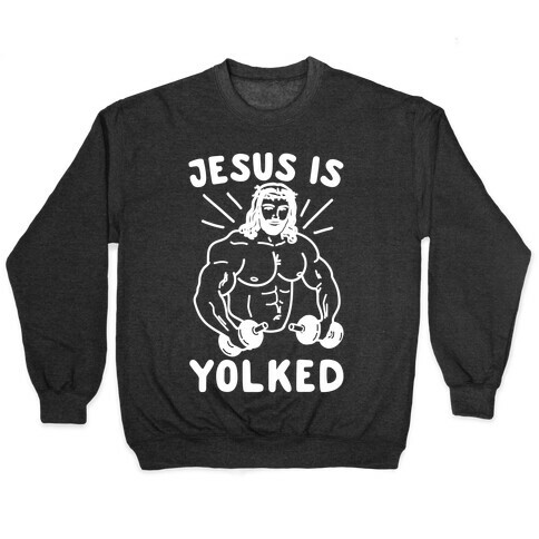Jesus is Yolked White Print Pullover