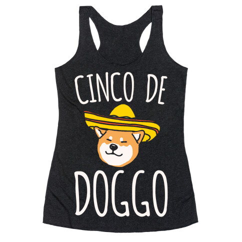 Cinco De Doggo White Print Racerback Tank Top