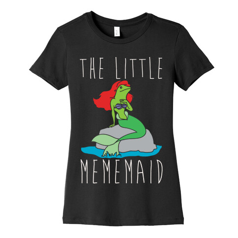 The Little Mememaid Parody White Print Womens T-Shirt