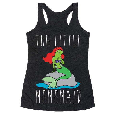 The Little Mememaid Parody White Print Racerback Tank Top