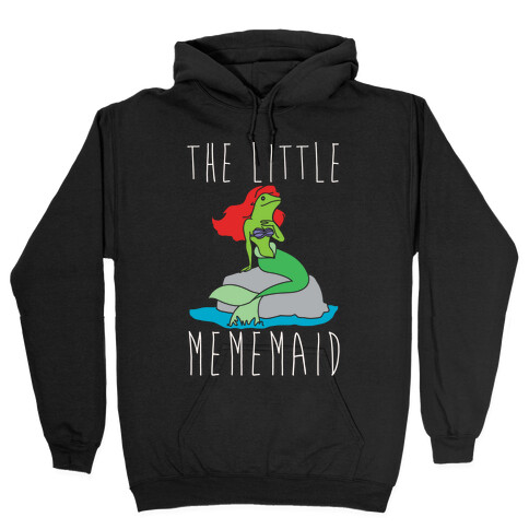 The Little Mememaid Parody White Print Hooded Sweatshirt