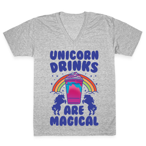 Unicorn Drinks Are Magical Parody V-Neck Tee Shirt