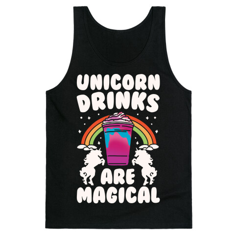 Unicorn Drinks Are Magical Parody White Print Tank Top