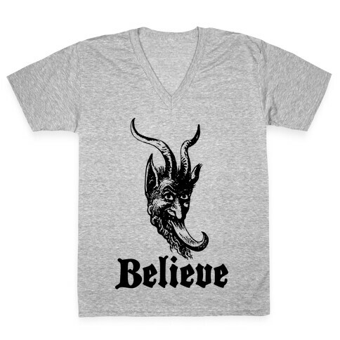 Believe In Krampus V-Neck Tee Shirt