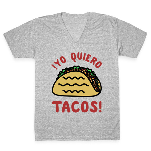 Yo Quiro Tacos V-Neck Tee Shirt