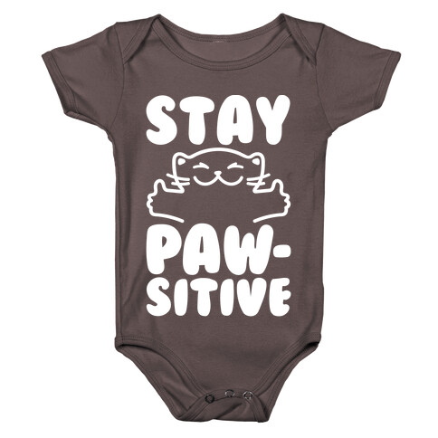 Stay Pawsitive White Print Baby One-Piece