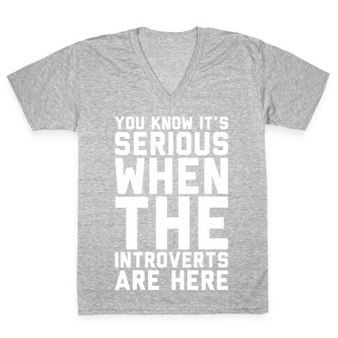 Introvert Protest White Print V-Neck Tee Shirt