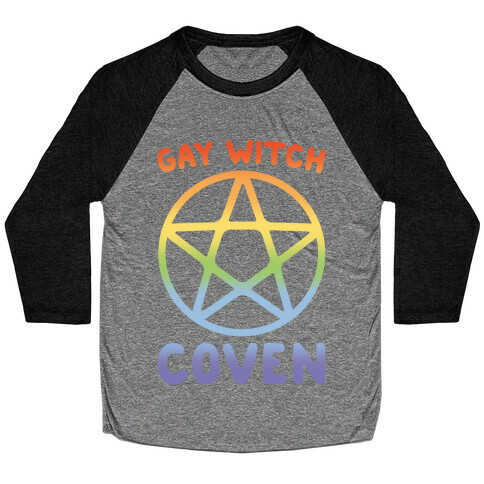 Gay Witch Coven White Print Baseball Tee