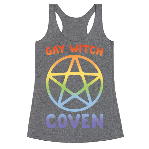 Gay Witch Coven White Print Racerback Tank Top