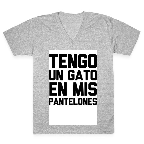 Tengo Un Gato en Mis Pantelones V-Neck Tee Shirt