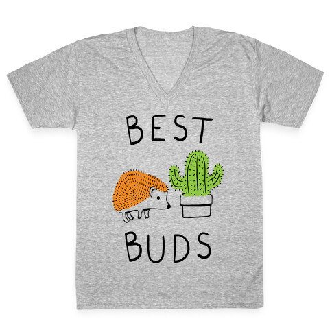 Best Buds Hedgehog Cactus V-Neck Tee Shirt