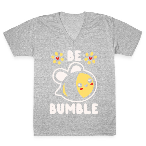 Be Bumble White Print V-Neck Tee Shirt