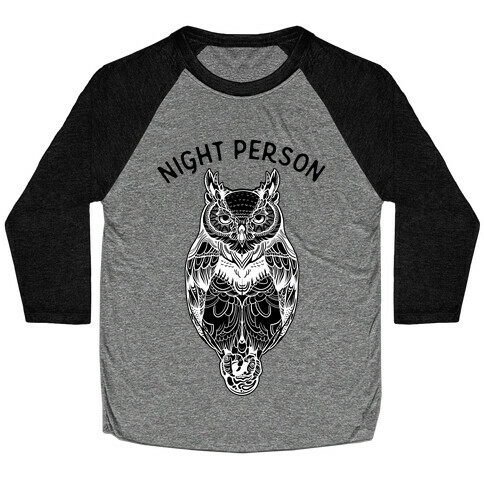 Night Person Owl Baseball Tee