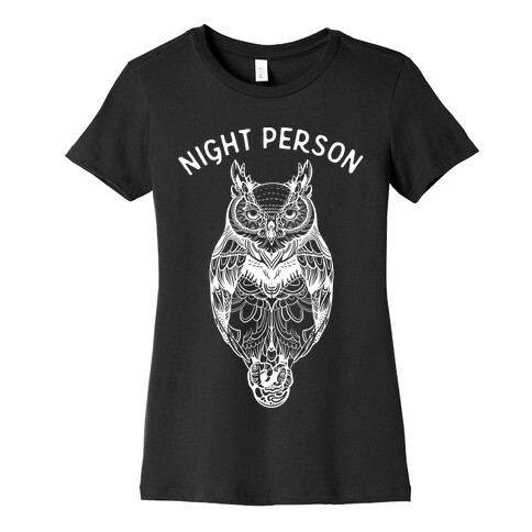 Night Person Owl Womens T-Shirt